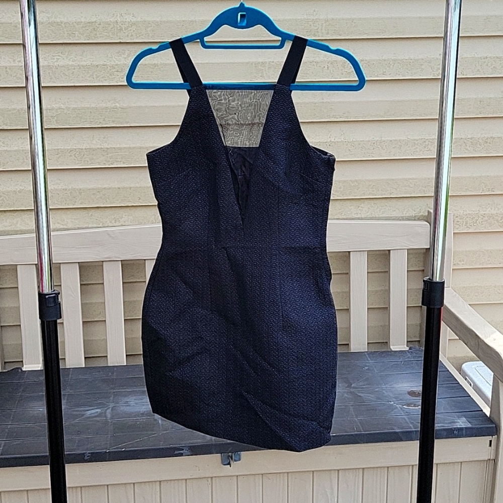 Mini Black Dress with Sheer V Size 4